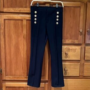 10 Crosby Derek Lam Navy Ankle Pants with Gold Buttons